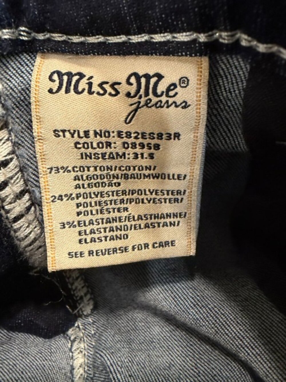Miss Me Easy Skinny Jeans Size 27 Dark Wash Embellished Big Stitch Y2K Western - Picture 9 of 12